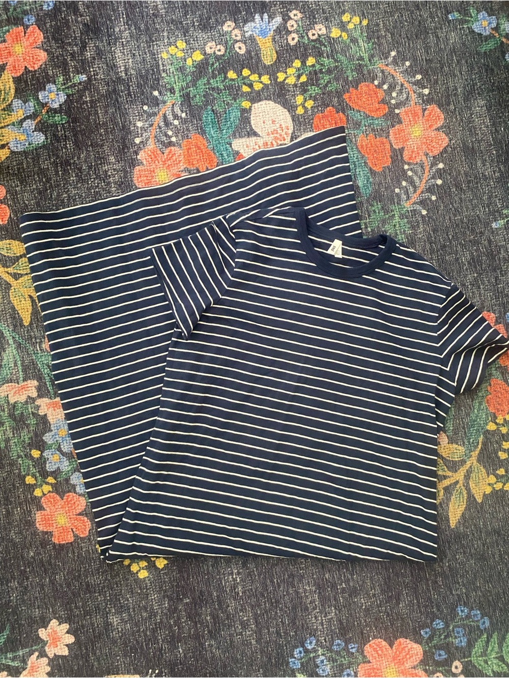 Pact women’s striped long t-shirt dress - size large